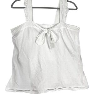 J.Crew Tank Top Women's Large White Bow Front Ruffle Coquette Cottagecore Boho